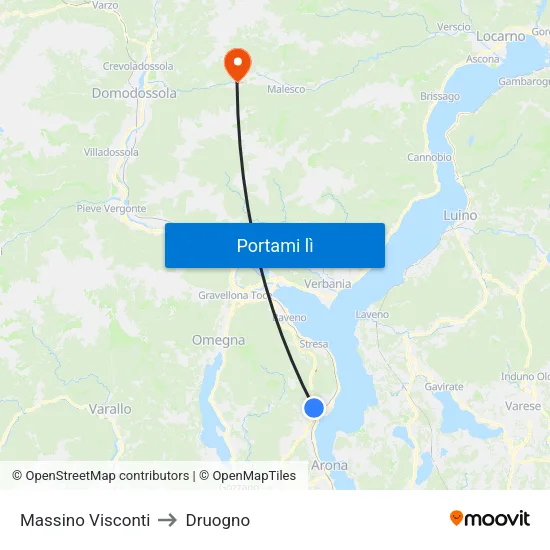 Massino Visconti to Druogno map