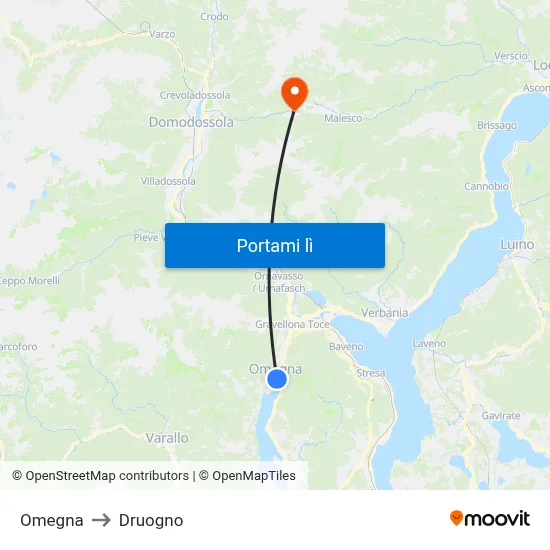 Omegna to Druogno map
