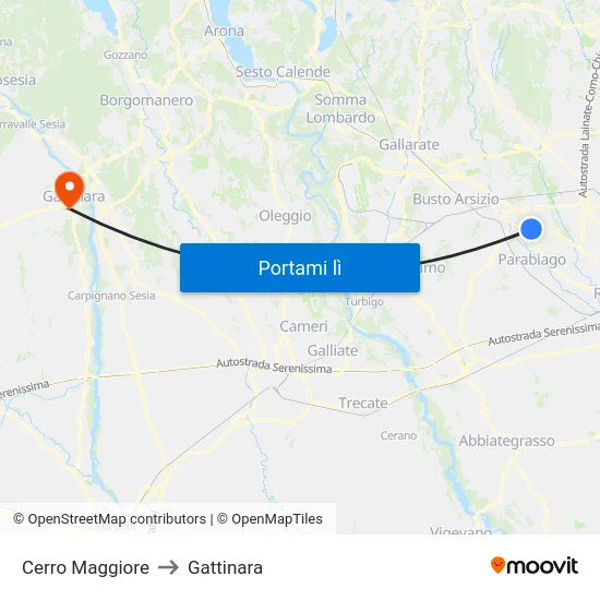 Cerro Maggiore to Gattinara map