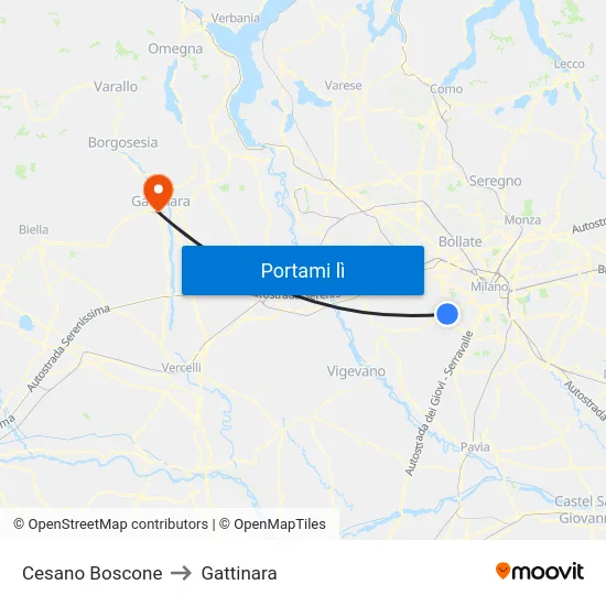 Cesano Boscone to Gattinara map