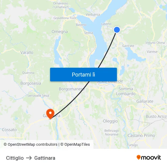 Cittiglio to Gattinara map