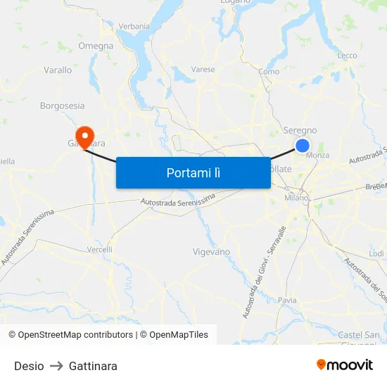 Desio to Gattinara map