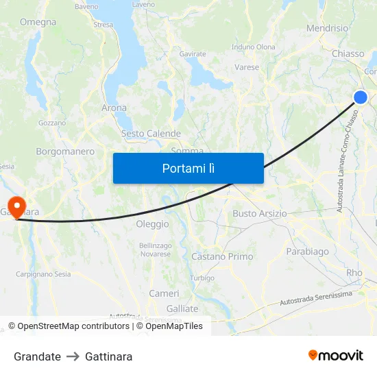 Grandate to Gattinara map