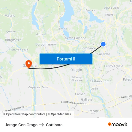 Jerago Con Orago to Gattinara map