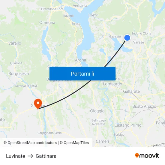 Luvinate to Gattinara map
