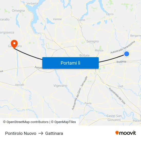 Pontirolo Nuovo to Gattinara map