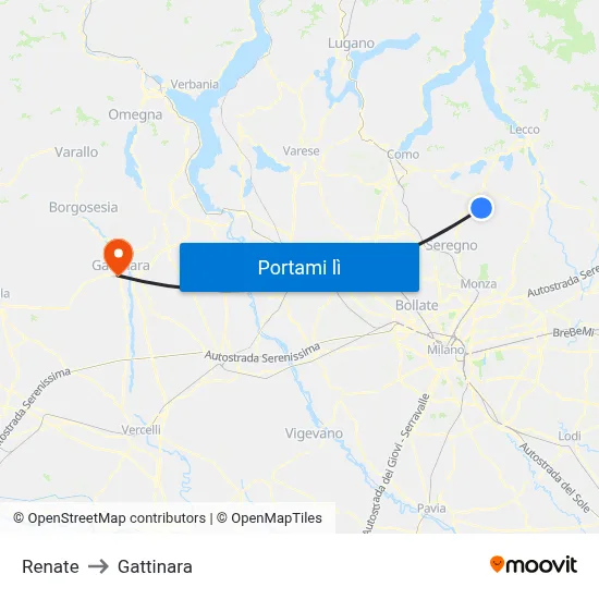 Renate to Gattinara map