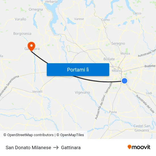 San Donato Milanese to Gattinara map