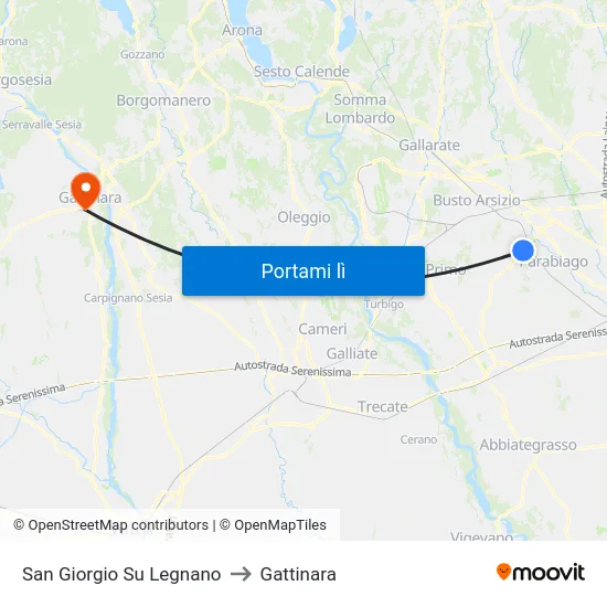 San Giorgio Su Legnano to Gattinara map