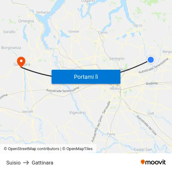 Suisio to Gattinara map