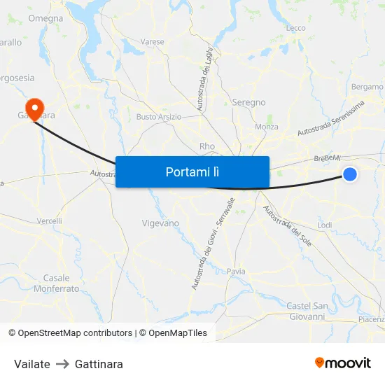 Vailate to Gattinara map