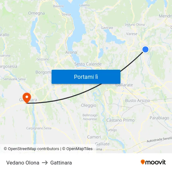 Vedano Olona to Gattinara map