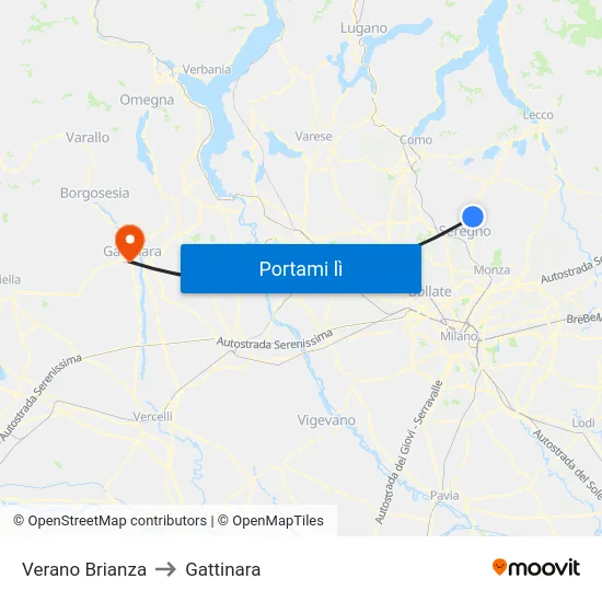 Verano Brianza to Gattinara map