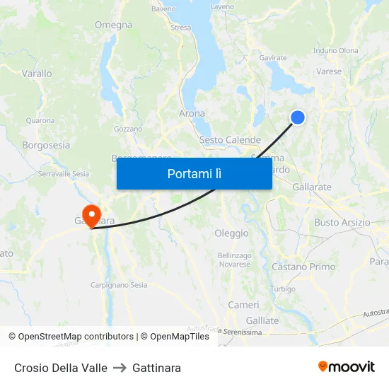Crosio Della Valle to Gattinara map
