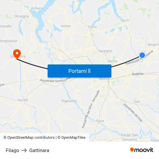 Filago to Gattinara map