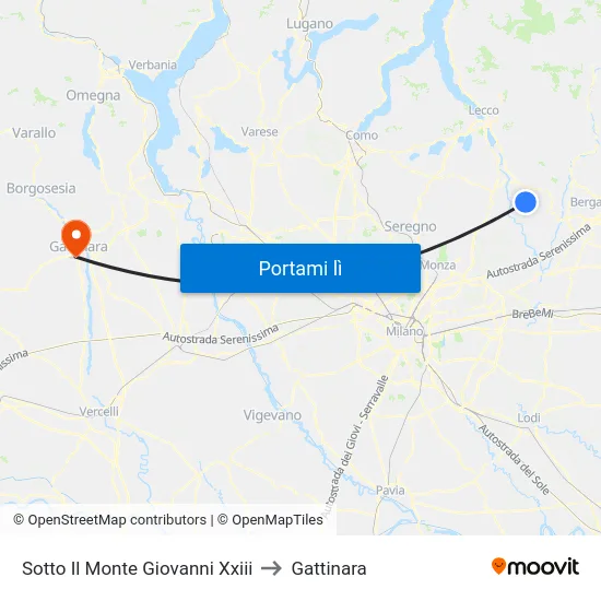 Sotto Il Monte Giovanni Xxiii to Gattinara map