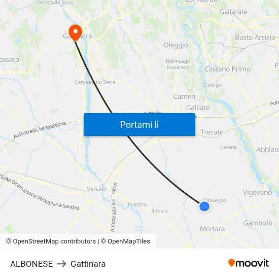 ALBONESE to Gattinara map