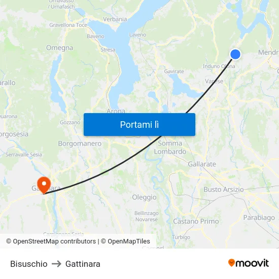 Bisuschio to Gattinara map