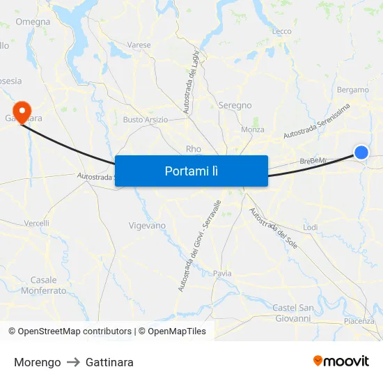 Morengo to Gattinara map