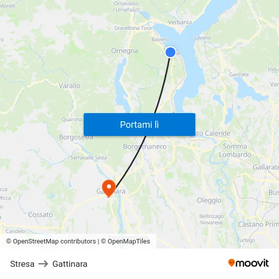 Stresa to Gattinara map