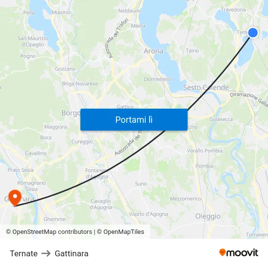 Ternate to Gattinara map