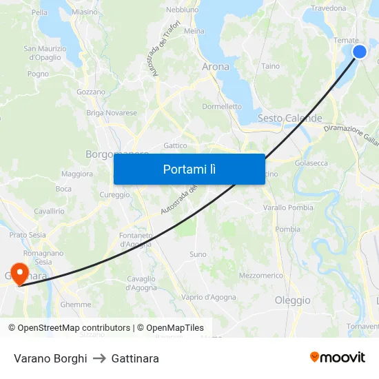 Varano Borghi to Gattinara map