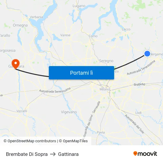 Brembate Di Sopra to Gattinara map