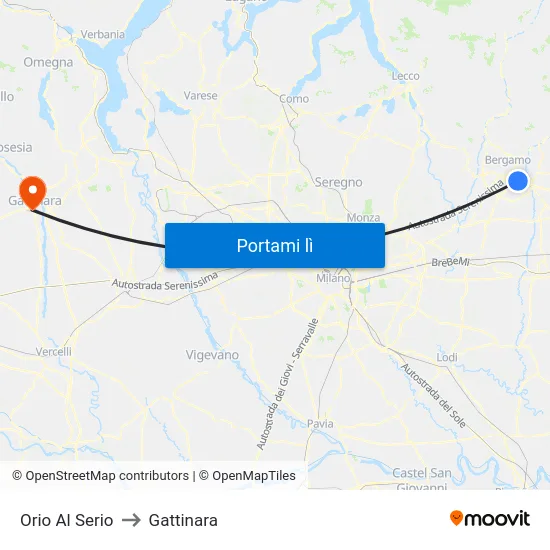 Orio Al Serio to Gattinara map