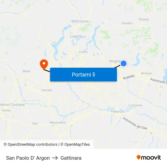 San Paolo D' Argon to Gattinara map