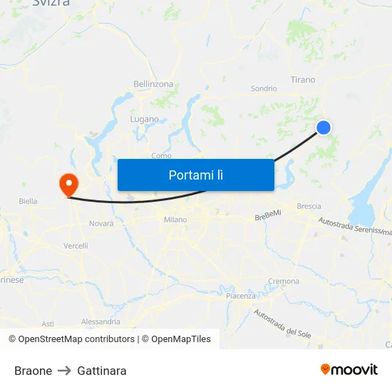 Braone to Gattinara map