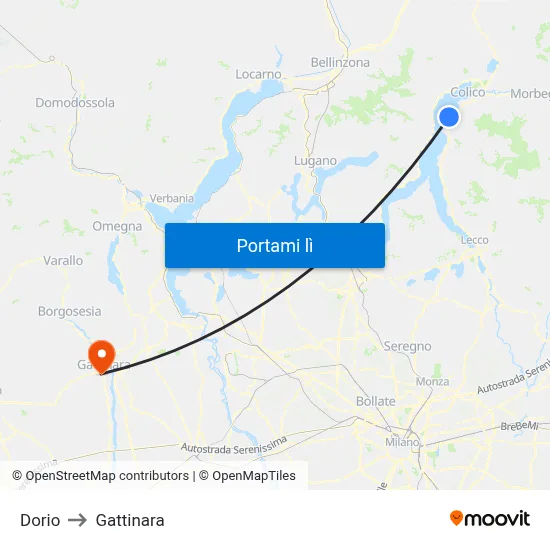 Dorio to Gattinara map