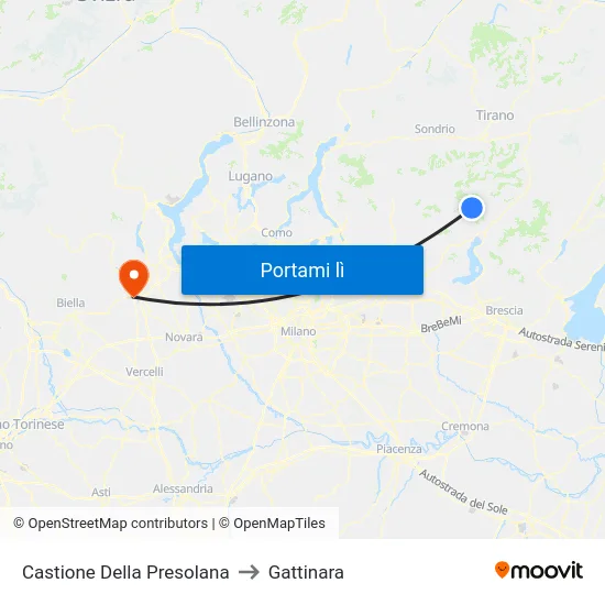 Castione Della Presolana to Gattinara map