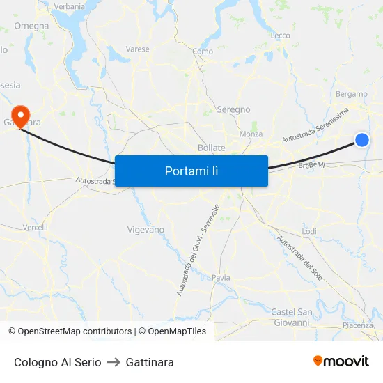 Cologno Al Serio to Gattinara map