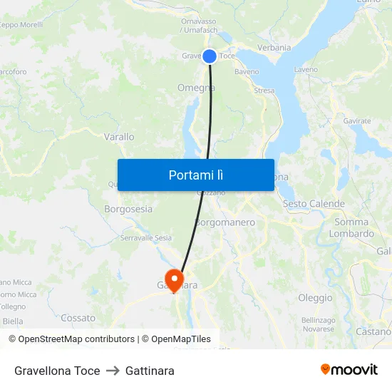 Gravellona Toce to Gattinara map