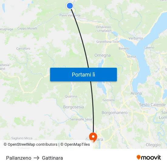 Pallanzeno to Gattinara map