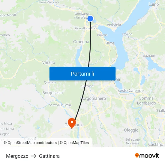 Mergozzo to Gattinara map