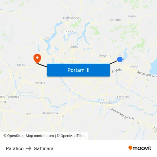 Paratico to Gattinara map