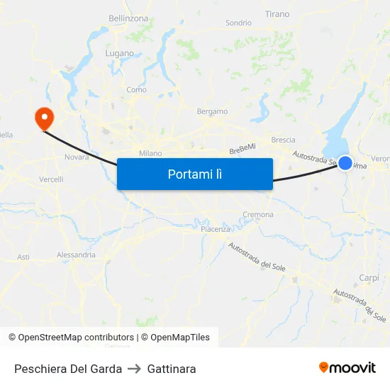 Peschiera Del Garda to Gattinara map