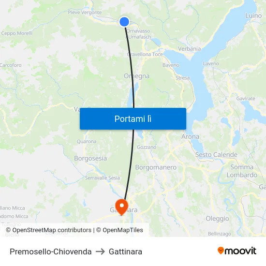 Premosello-Chiovenda to Gattinara map