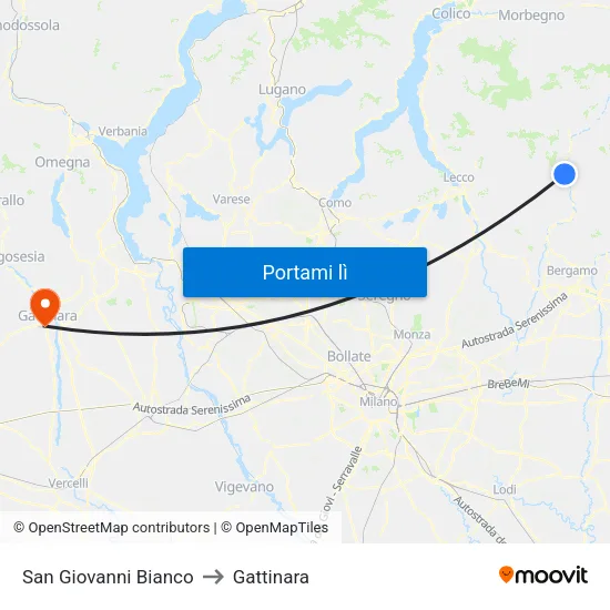 San Giovanni Bianco to Gattinara map