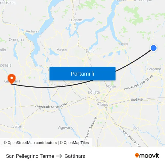 San Pellegrino Terme to Gattinara map