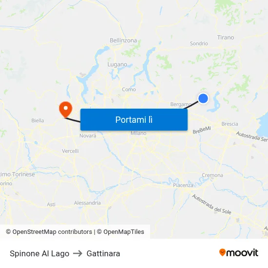 Spinone Al Lago to Gattinara map