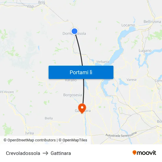 Crevoladossola to Gattinara map