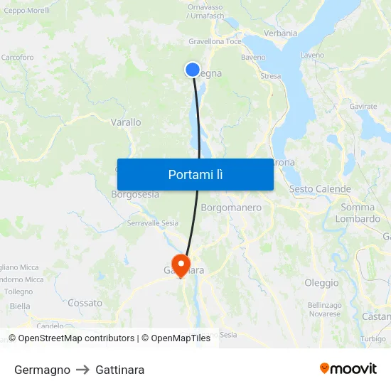 Germagno to Gattinara map