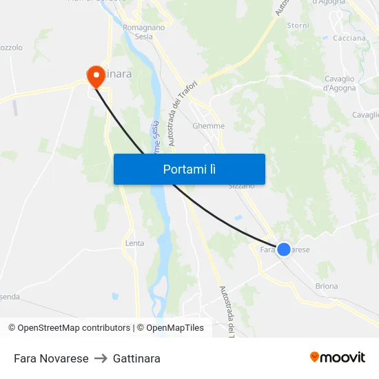 Fara Novarese to Gattinara map