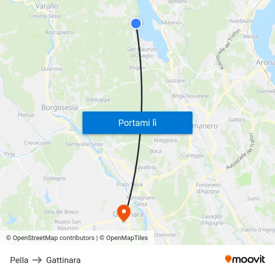 Pella to Gattinara map