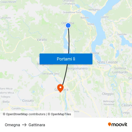 Omegna to Gattinara map