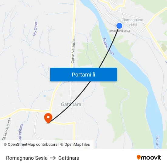 Romagnano Sesia to Gattinara map