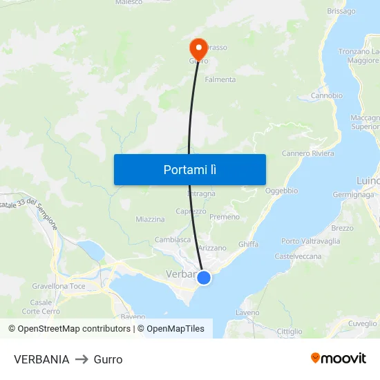VERBANIA to Gurro map