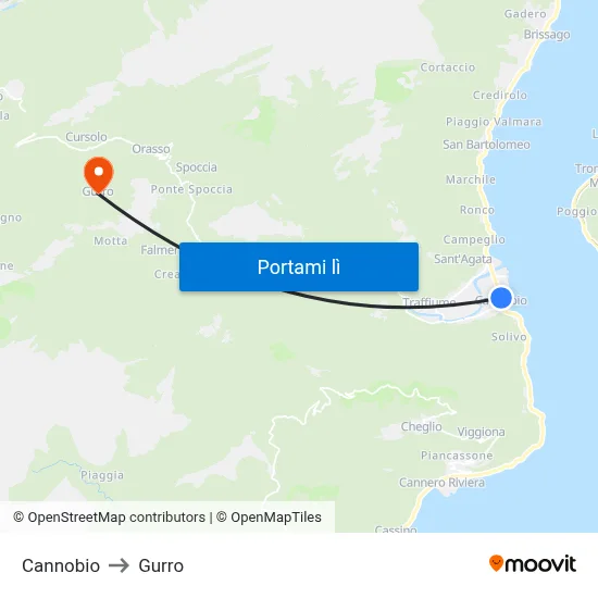 Cannobio to Gurro map